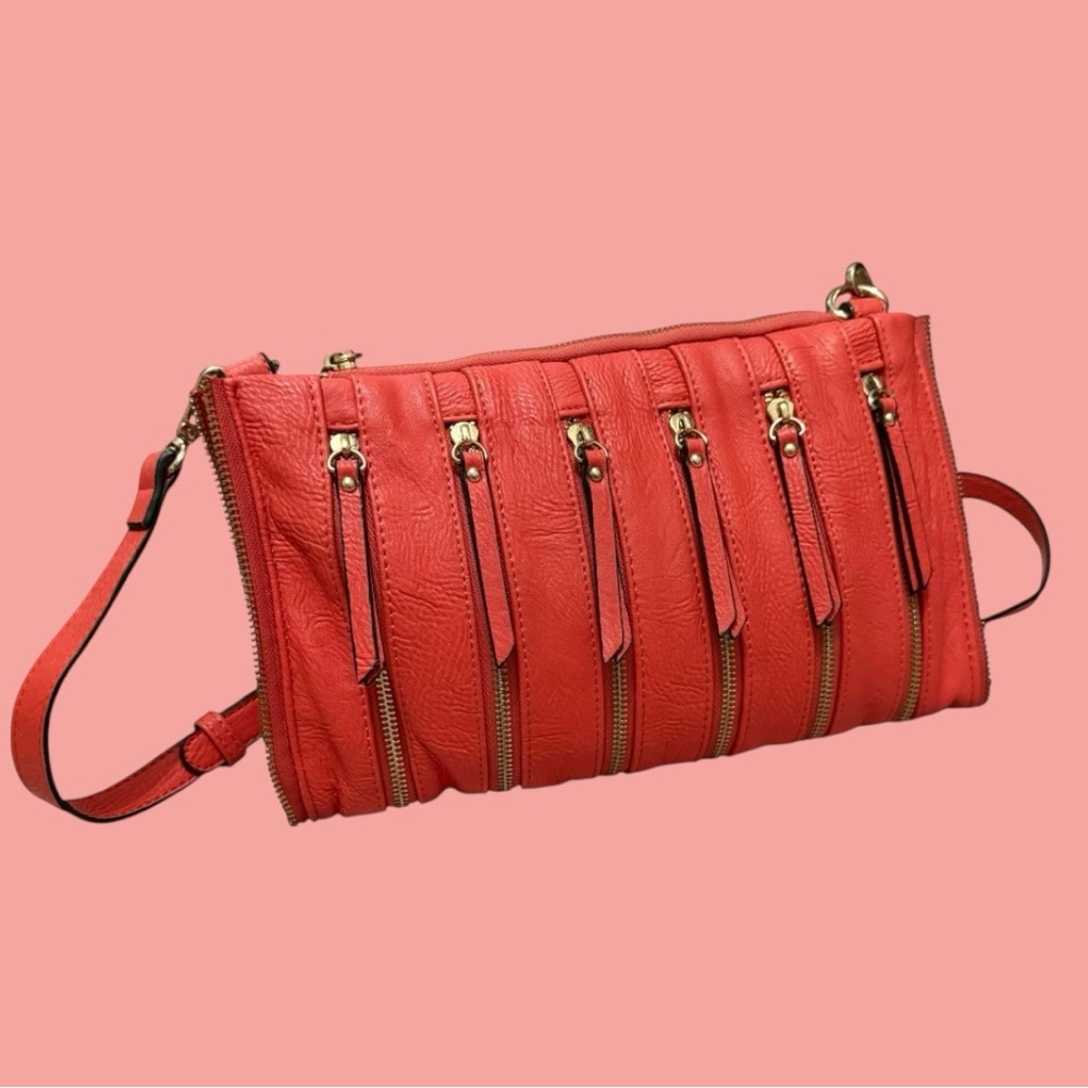 Sondra Roberts Coral Vegan Leather Zippered Crossbody